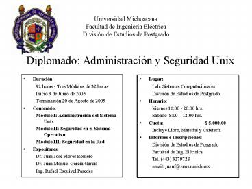 Diplomado: Administracin y Seguridad Unix