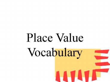 Place Value Vocabulary