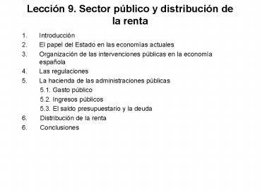 Leccin 9' Sector pblico y distribucin de la renta