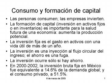 Consumo y formacin de capital