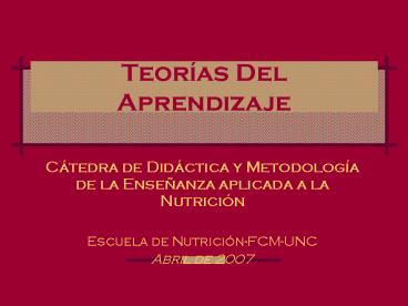 Teoras Del Aprendizaje