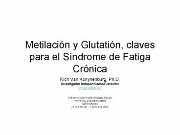 Metilacin y Glutatin, claves para el Sndrome de Fatiga Crnica