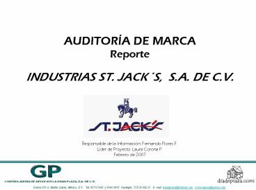 INDUSTRIAS ST' JACKS, S'A' DE C'V'