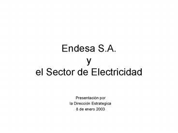 Endesa S.A. y el Sector de Electricidad