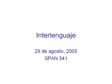 Interlenguaje