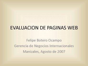 EVALUACION DE PAGINAS WEB