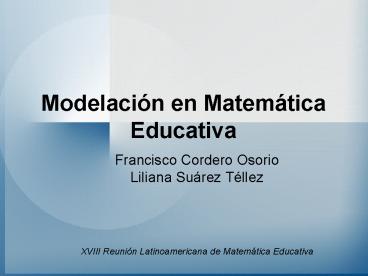 Modelacin en Matemtica Educativa
