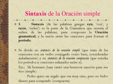 Sintaxis de la Oracin simple