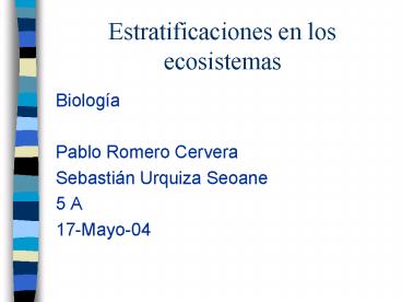 Estratificaciones en los ecosistemas