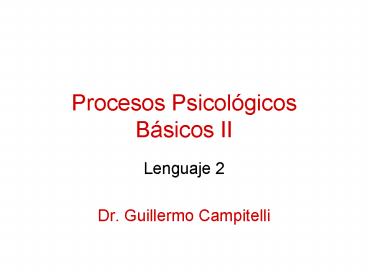 Procesos Psicolgicos Bsicos II