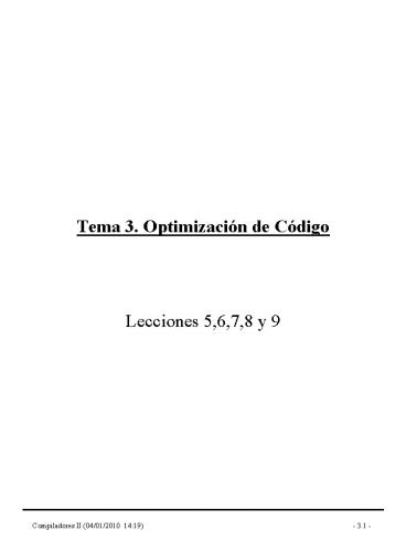 Tema 3' Optimizacin de Cdigo