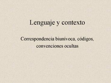 Lenguaje y contexto