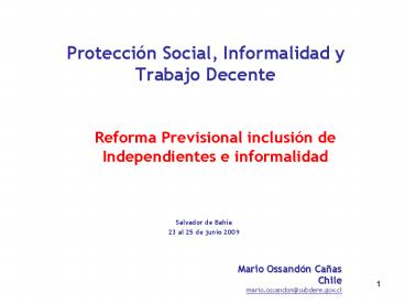 Proteccin Social, Informalidad y Trabajo Decente