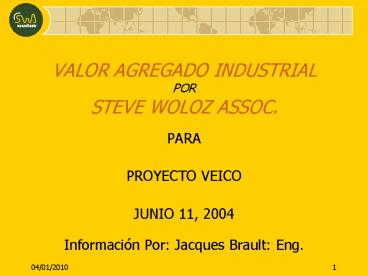 VALOR AGREGADO INDUSTRIAL POR STEVE WOLOZ ASSOC'