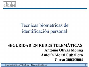 Tcnicas biomtricas de identificacin personal