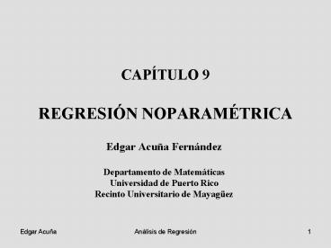 CAPTULO 9 REGRESIN NOPARAMTRICA