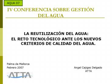 IV CONFERENCIA SOBRE GESTIN DEL AGUA