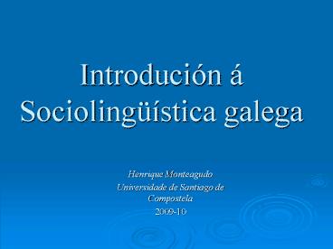 Introducin Sociolingstica galega