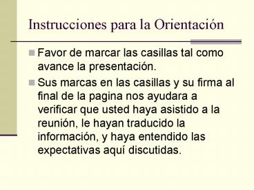 Instrucciones para la Orientacin