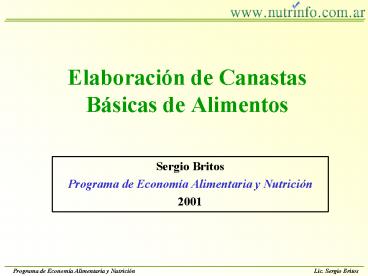 Elaboracin de Canastas Bsicas de Alimentos