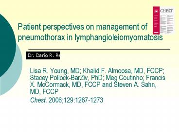 Patient perspectives on management of pneumothorax in lymphangioleiomyomatosis
