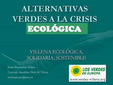 ALTERNATIVAS VERDES A LA CRISIS ECONMICA