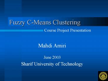 Fuzzy CMeans Clustering