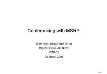 Conferencing with MSRP