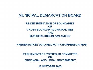 MUNICIPAL DEMARCATION BOARD