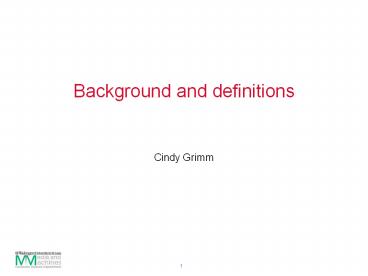Background and definitions