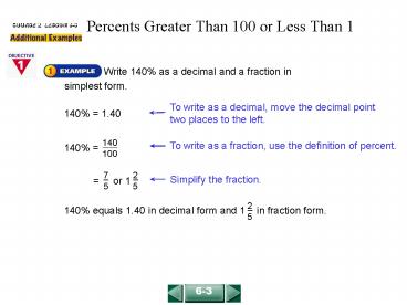 Percents Greater Than 100 or Less Than 1