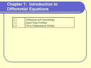 Chapter 1: Introduction to Differential Equations PowerPoint PPT Presentation