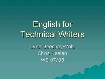 English for Technical Writers
