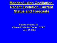 MaddenJulian Oscillation: Recent Evolution, Current Status and Forecasts