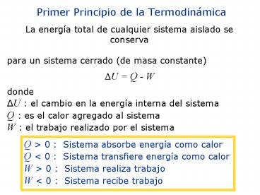Primer Principio de la Termodinmica