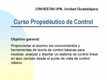 Curso Propedutico de Control