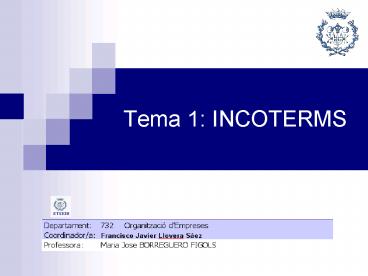 Tema 1: INCOTERMS