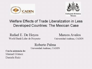 Welfare Effects of Trade Liberalization in Less Developed Countries: The Mexican Case