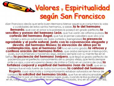 Valores y Espiritualidad seg
