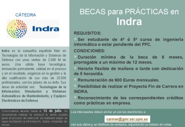 BECAS para PRCTICAS en Indra