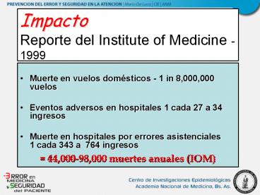 Impacto Reporte del Institute of Medicine - 1999