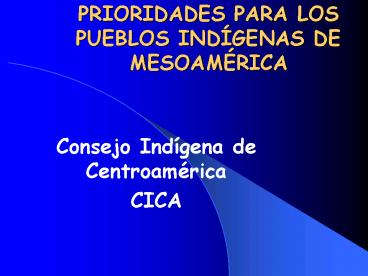 PRIORIDADES PARA LOS PUEBLOS INDGENAS DE MESOAMRICA