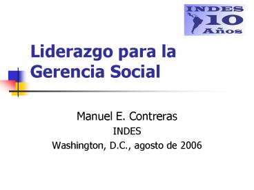 Liderazgo para la Gerencia Social
