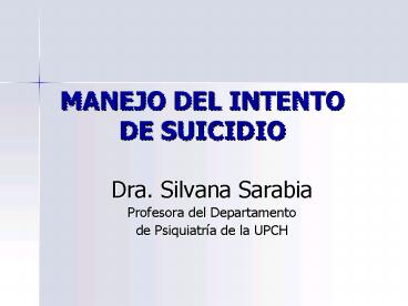 MANEJO DEL INTENTO DE SUICIDIO