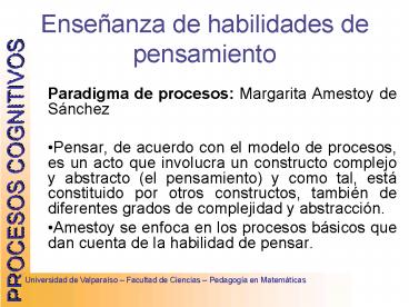 Paradigma de procesos: Margarita Amestoy de Snchez