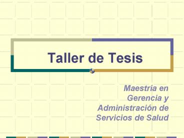 Taller de Tesis