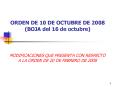 ORDEN DE 10 DE OCTUBRE DE 2008 BOJA del 16 de octubre PowerPoint PPT Presentation