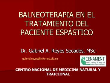 BALNEOTERAPIA EN EL TRATAMIENTO DEL PACIENTE ESPSTICO