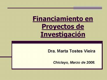 Financiamiento en Proyectos de Investigacin
