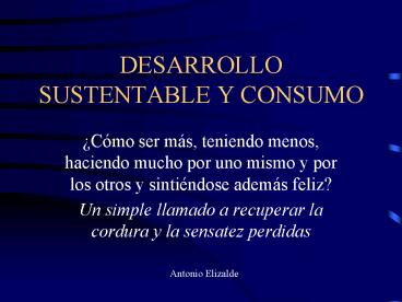 DESARROLLO SUSTENTABLE Y CONSUMO